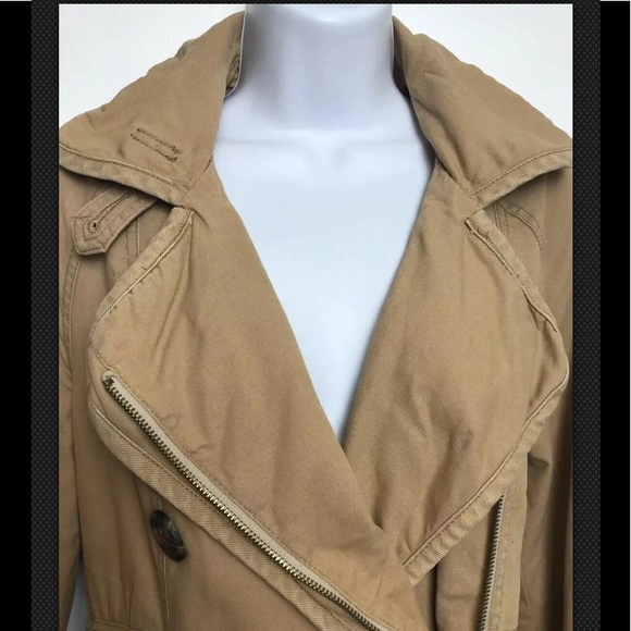 FREE PEOPLE Jacket Canvas Tipped Car Coat Brown - Picture 4 of 8